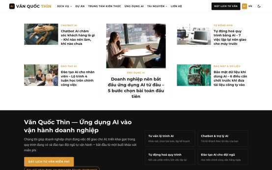 Screenshot of the vanquocthin.com homepage